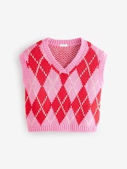 Pink Argyle Knitted Tank (3-16yrs) - Image 5 of 8