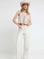 River Island Silver Mid Rise Relaxed Straight 100% Cotton Jeans - Image 2 of 5
