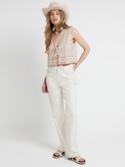 River Island Silver Mid Rise Relaxed Straight 100% Cotton Jeans - Image 4 of 5
