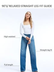 River Island Silver Mid Rise Relaxed Straight 100% Cotton Jeans - Image 5 of 5