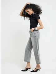 River Island Alto Rise Relaxed Straight Crop Floyd 100% Cotton Jeans - Imagen 2 de 4