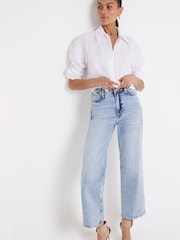 River Island Blue Light Wide Crop Doris Jeans - Image 1 of 4