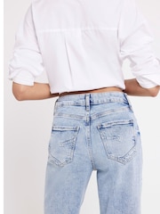 River Island Blue Light Wide Crop Doris Jeans - Image 3 of 4