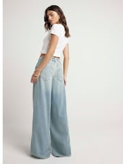 River Island Blue Light Mid Rise Baggy Wide Sandy Jeans - Image 2 of 4