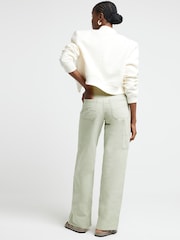 River Island Green High Rise Wide Baggy Carpenter Jeans - Image 2 of 4