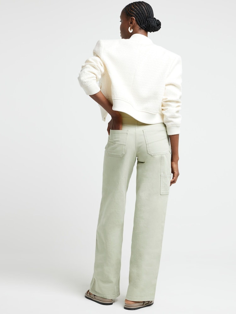 River Island Green High Rise Wide Baggy Carpenter Jeans - Image 2 of 4