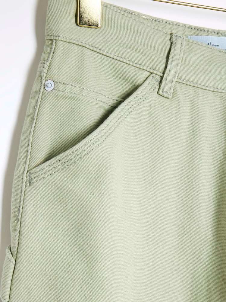 River Island Green High Rise Wide Baggy Carpenter Jeans - Image 4 of 4