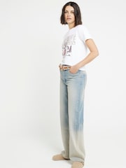River Island Blue Light Relaxed Straight Christina Jeans - Image 1 of 5