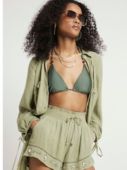 River Island Green Metallic Beach Shorts - Image 3 of 4