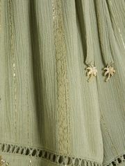 River Island Green Metallic Beach Shorts - Image 4 of 4