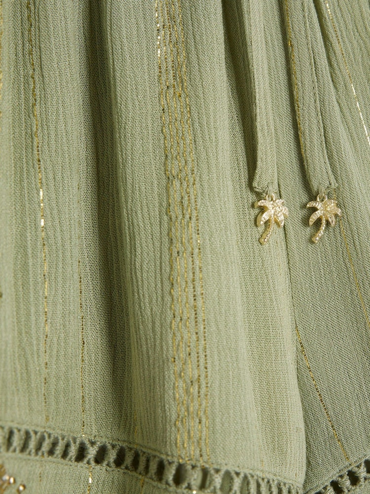 River Island Green Metallic Beach Shorts - Image 4 of 4