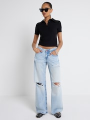 River Island Blue Light Low Rise Baggy Wide Leg Kyle Jeans - Image 1 of 4