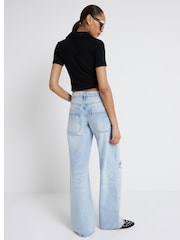 River Island Blue Light Low Rise Baggy Wide Leg Kyle Jeans - Image 2 of 4