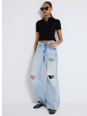 River Island Blue Light Low Rise Baggy Wide Leg Kyle Jeans - Image 3 of 4