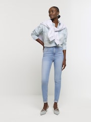River Island Light Blue Mid Rise Bum Sculpt Skinny Jeans - Image 2 of 5