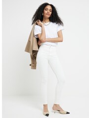 River Island White High Rise Bum Scuplt Skinny Jeans - Image 4 of 6