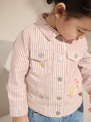 Pink 100% Cotton Stripe Emb Western Jacket (3mths-7yrs) - Image 1 of 9
