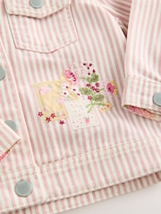Pink 100% Cotton Stripe Emb Western Jacket (3mths-7yrs) - Image 8 of 9