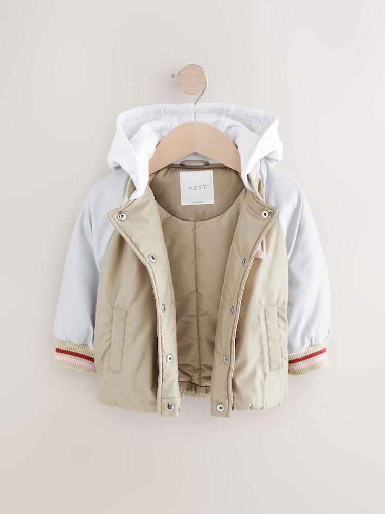 Neutral/Grey Shower Resistant Bomber Jacket (3mths-7yrs) - Image 4 of 7