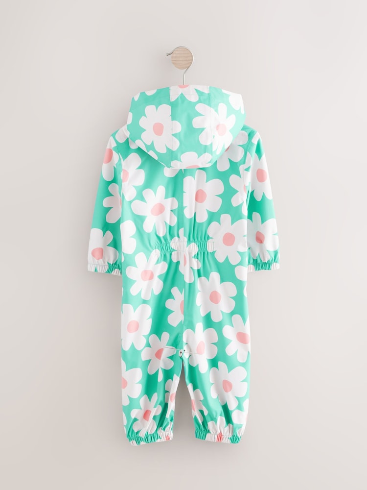 Green Floral Waterproof Hooded Puddlesuit (3mths-7yrs) - Image 6 of 9
