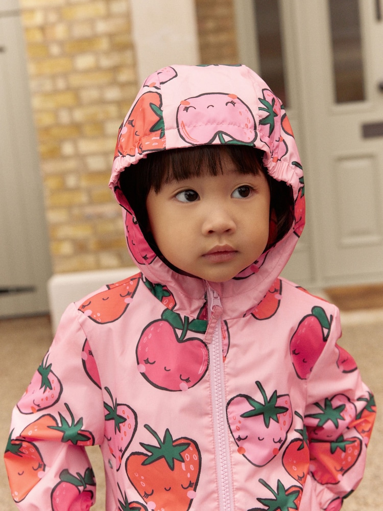 Pink Strawberry/Apple Shower Resistant Cagoule Jacket (3mths-7yrs) - Image 4 of 9