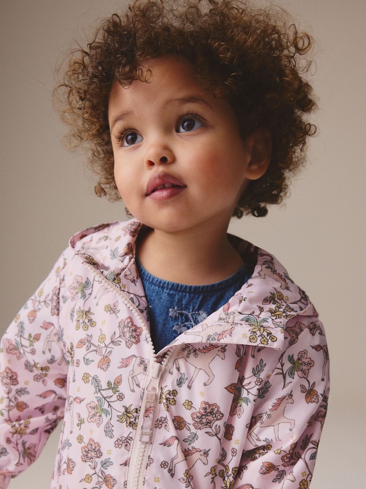 Pink Floral Unicorn Shower Resistant Cagoule Jacket (3mths-7yrs) - Image 4 of 10