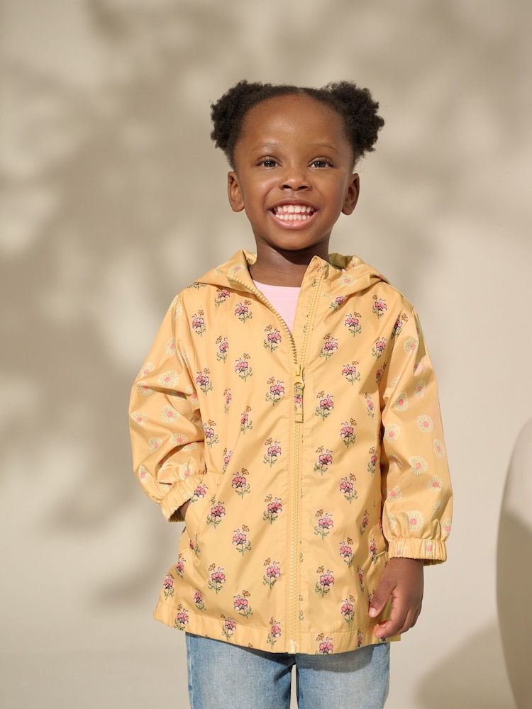 Gelb geometrisches Floralmuster - Spritzwasserbeständige Regenjacke (3 Monate bis 7 Jahre) - Bild 1 von 9 Gelb geometrisches Floralmuster - Spritzwasserbeständige Regenjacke (3 Monate bis 7 Jahre) - Bild 1 von 9