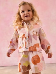 Multi Pastel 100% Cotton Printed Shacket and Shorts Set (3mths-7yrs) - Image 1 of 11