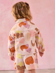Multi Pastel 100% Cotton Printed Shacket and Shorts Set (3mths-7yrs) - Image 3 of 11