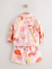 Multi Pastel 100% Cotton Printed Shacket and Shorts Set (3mths-7yrs) - Image 8 of 11