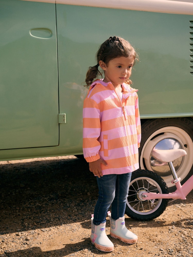 Pink und Orange, Streifen - Spritzwasserbeständige Regenjacke (3 Monate bis 7 Jahre) - Bild 1 von 8 Pink und Orange, Streifen - Spritzwasserbeständige Regenjacke (3 Monate bis 7 Jahre) - Bild 1 von 8