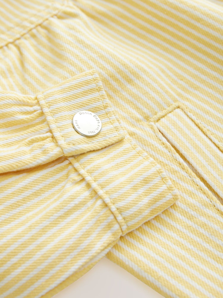 Ochre Yellow Stripe Shacket And Trousers 100% Cotton Set (3mths-7yrs) - Image 7 of 11