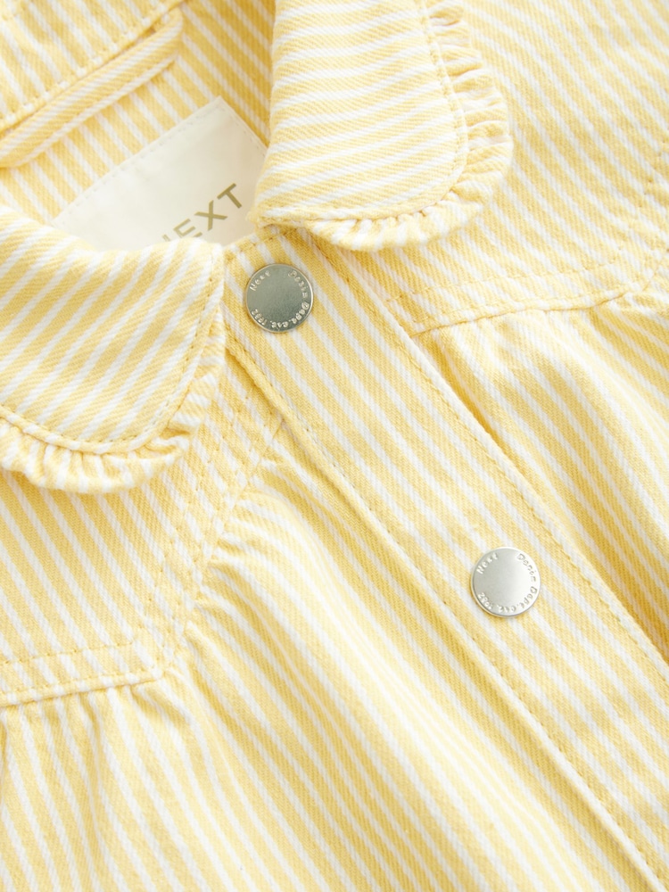 Ochre Yellow Stripe Shacket And Trousers 100% Cotton Set (3mths-7yrs) - Image 8 of 11