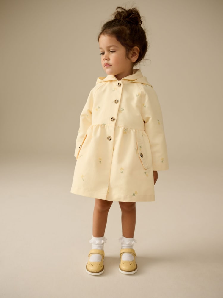 Lemon Yellow Shower Resistant Hooded Trench Coat (3mths-7yrs) - Image 1 of 8