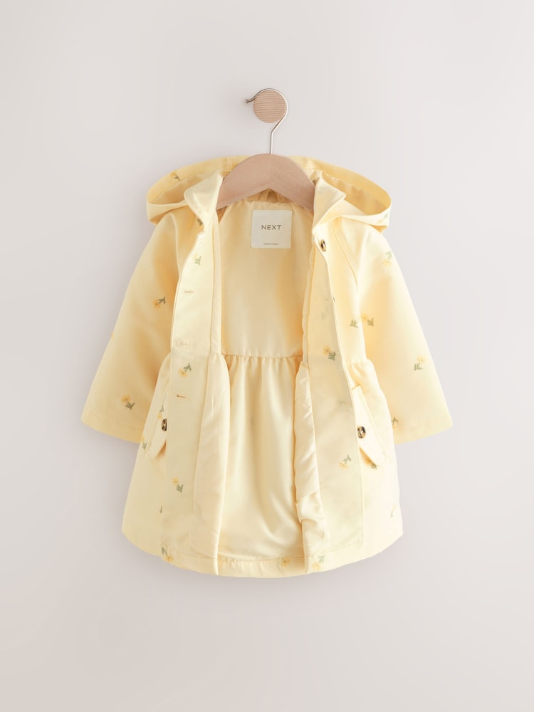 Buy Lemon Yellow Shower Resistant Hooded Trench Coat (3mths-7yrs