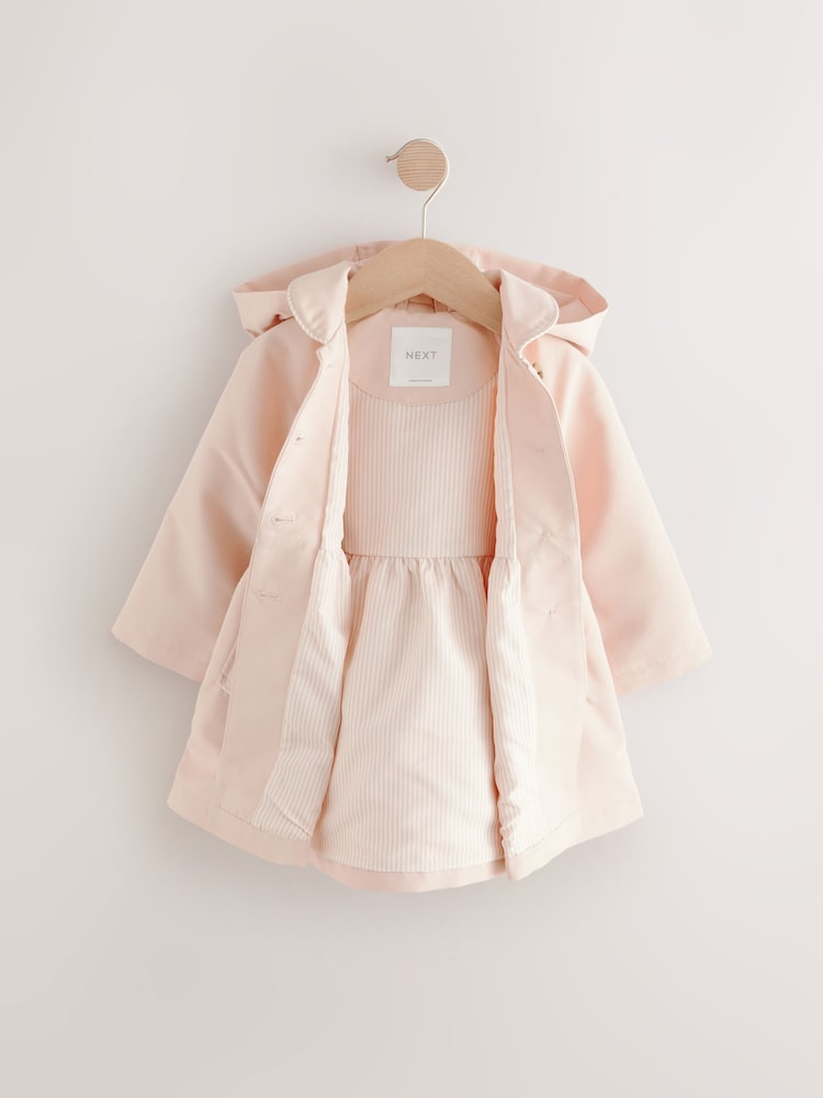 Buy Pink Shower Resistant Hooded Trench Coat (3mths-7yrs) from