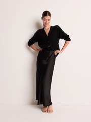 Black Satin Midi Skirt - Image 1 of 4