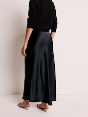 Black Satin Midi Skirt - Image 2 of 4