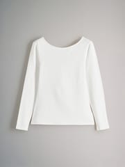 The Set Black/Chocolate Brown/Cream/Taupe Brown 4 Pack Scoop Back Long Sleeved T-Shirts - Image 12 of 15