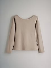 The Set Black/Chocolate Brown/Cream/Taupe Brown 4 Pack Scoop Back Long Sleeved T-Shirts - Image 13 of 15