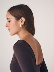 The Set Black/Chocolate Brown/Cream/Taupe Brown 4 Pack Scoop Back Long Sleeved T-Shirts - Image 6 of 15