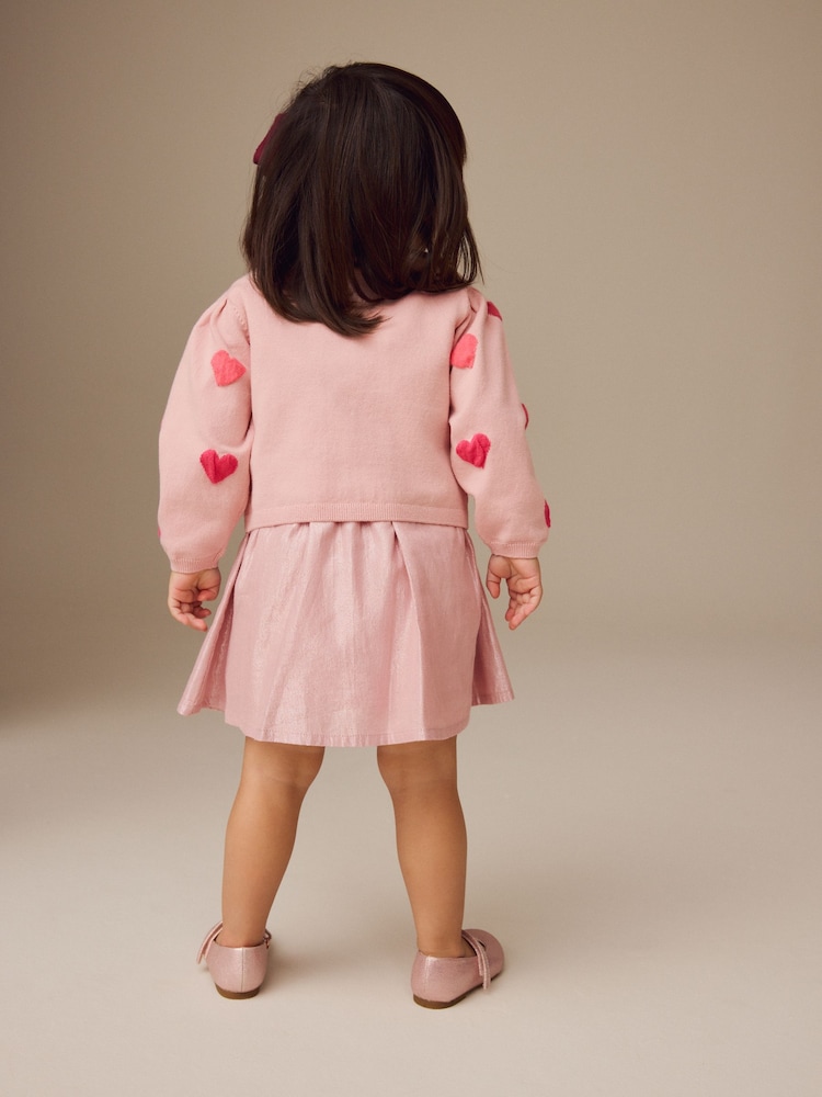 Pink Heart Pleated Sleeve Cardigan (3mths-10yrs) - Image 3 of 7