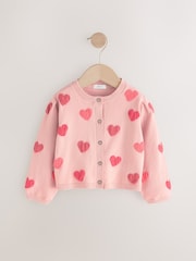 Pink Heart Pleated Sleeve Cardigan (3mths-10yrs) - Image 4 of 7