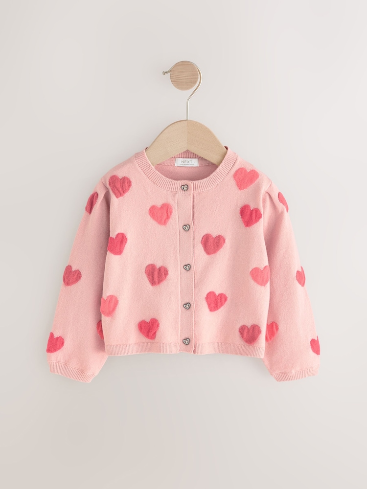 Pink Heart Pleated Sleeve Cardigan (3mths-10yrs) - Image 4 of 7