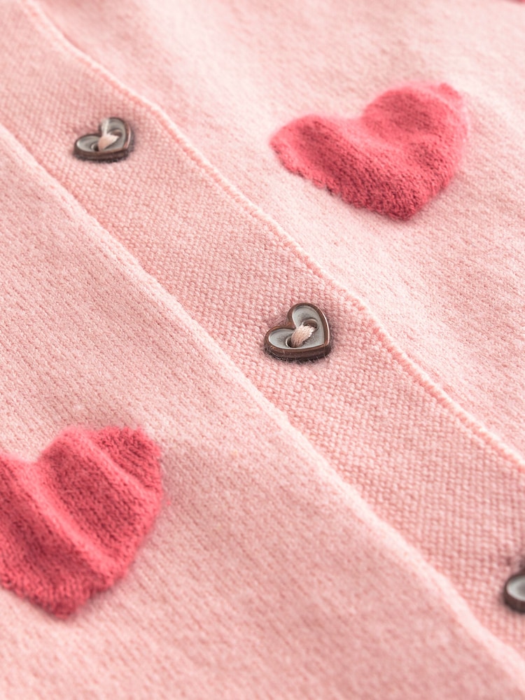Pink Heart Pleated Sleeve Cardigan (3mths-10yrs) - Image 6 of 7