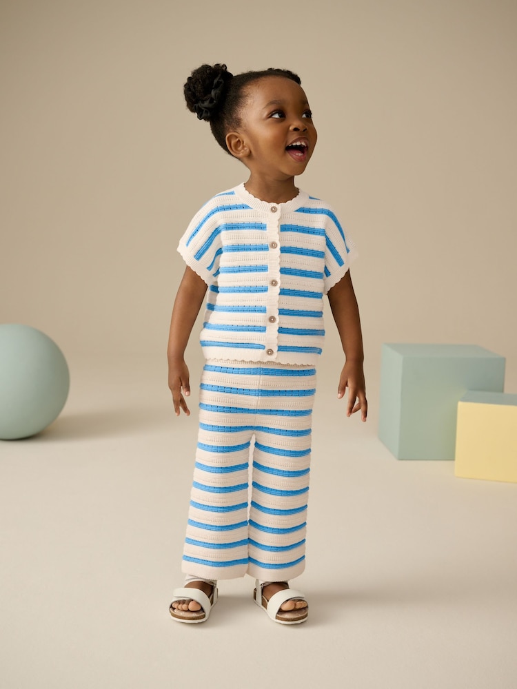 Blau/Weiß - Set aus gestreiftem Tanktop und Hose aus 100 % Baumwolle (3M.–7J.) - Bild 1 von 9