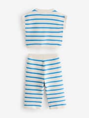 Blau/Weiß - Set aus gestreiftem Tanktop und Hose aus 100 % Baumwolle (3M.–7J.) - Bild 6 von 9