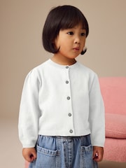 White Pleated Sleeve Cardigan (3mths-10yrs) - Image 1 of 5