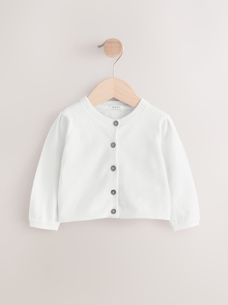 White Pleated Sleeve Cardigan (3mths-10yrs) - Image 2 of 5