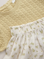 Yellow 100% Cotton Jumper and Skirt Set (3mths-7yrs) - Image 6 of 8